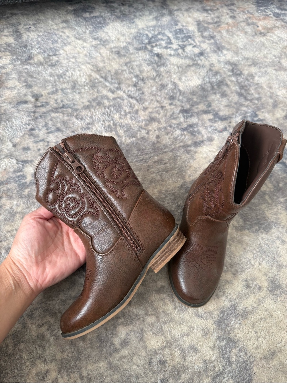 Cat & Jack Brown Embroidered Kids Western Boots